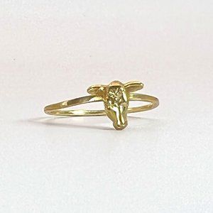 VERAMEAT Steer (cow) Head ring in gold brass - size 7